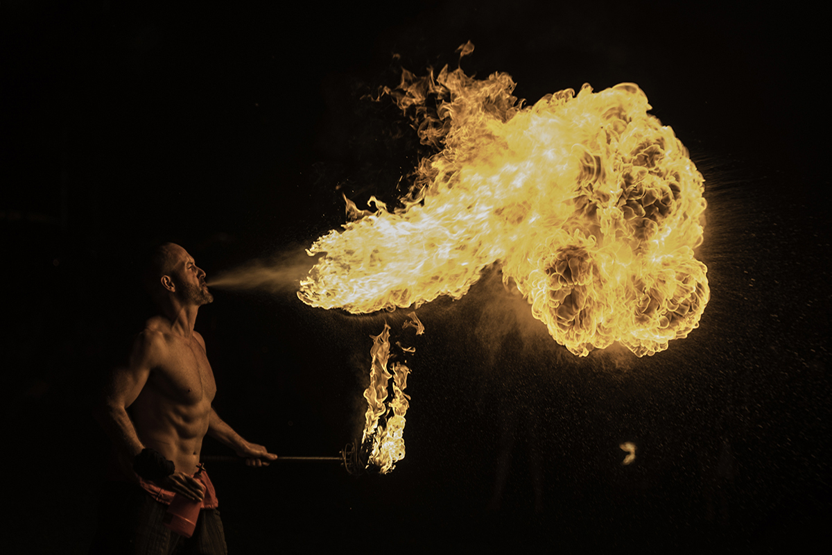 Man breathing fire by Ruseel Hershow on Flickr